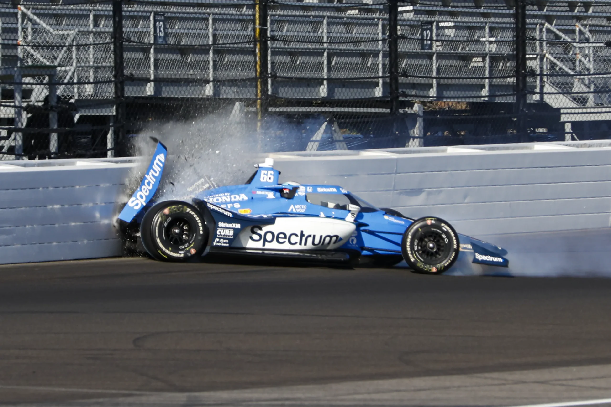 Indy 500 driver Marcus Armstrong taken away on stretcher after heavy