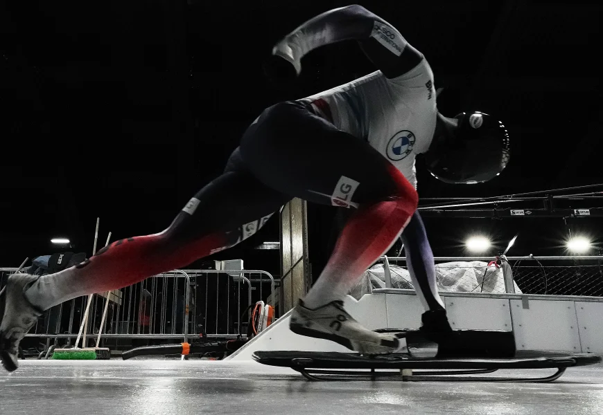 Sliding Top Raceway First skeleton test race on controversial new Olympic sliding track won ...